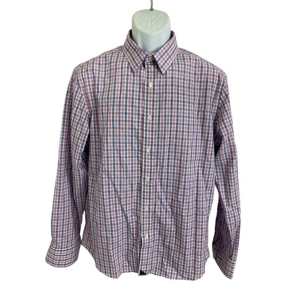 UNTUCKit Men’s Button Up Shirt Sz M Blue Red Plaid Long-Sleeve Wrinkle Free - Picture 6 of 6